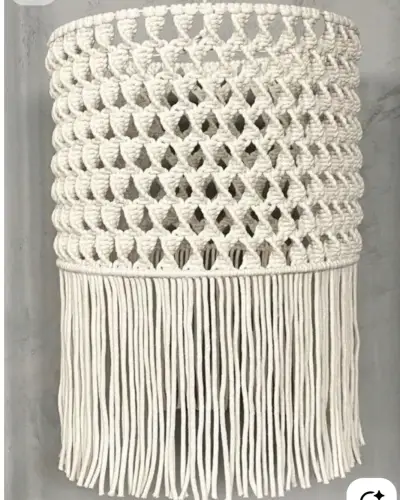 Pantalla de lámpara de macramé bohemia - miniatura 1