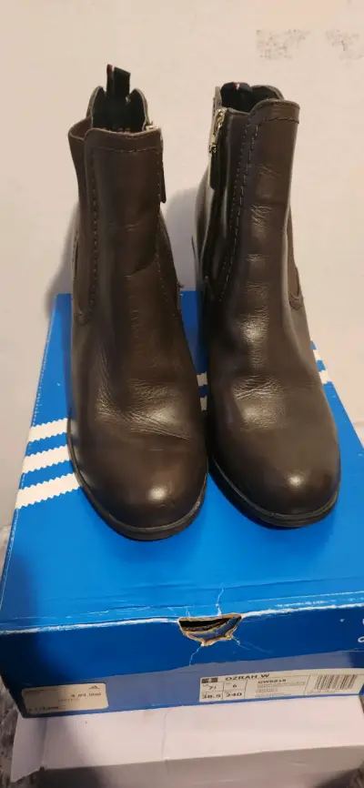 Botines de cuero marrón Tommy Hilfiger con tacón - miniatura 3