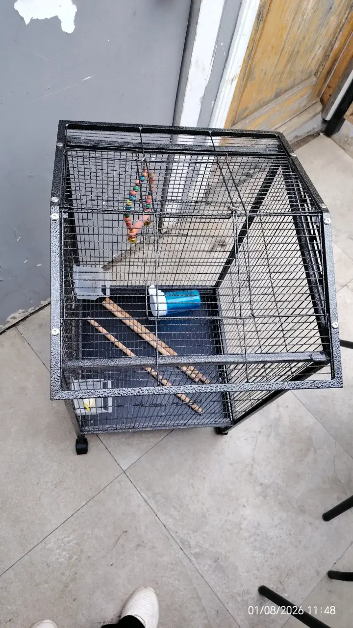 Jaula para pájaros con ruedas y accesorios - 1