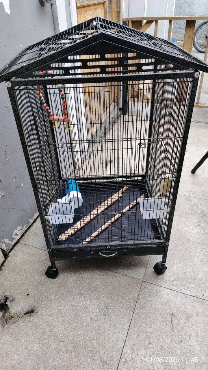 Jaula para pájaros con ruedas y accesorios - 2