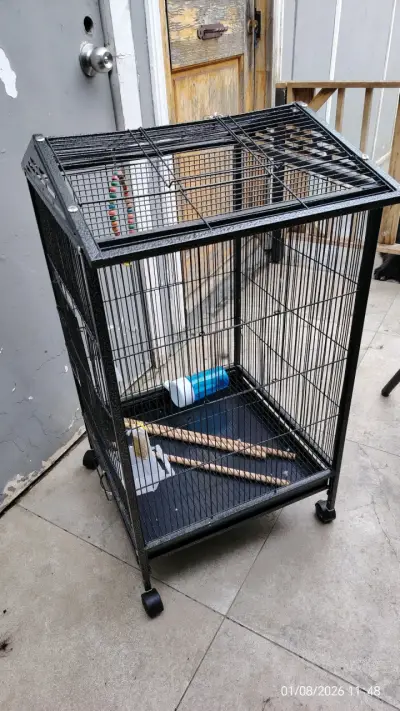 Jaula para pájaros con ruedas y accesorios - miniatura 3