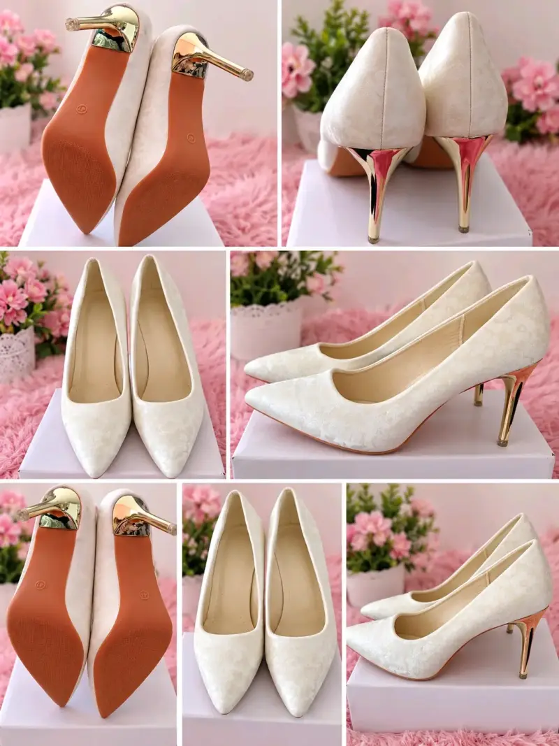 Zapatos de tacón alto blancos elegantes