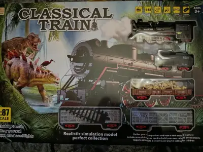 Tren de Juguete Clásico con Dinosaurios y Efectos - miniatura 1