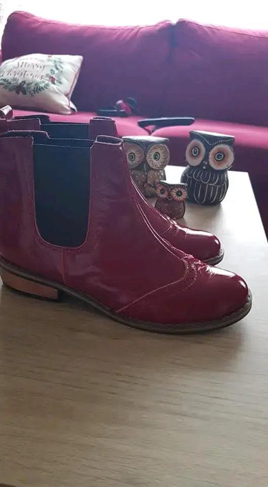 Botines de charol rojo para mujer - 2