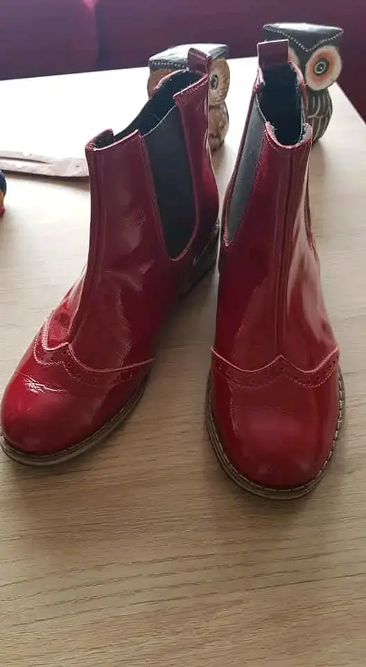 Botines de charol rojo para mujer - 4