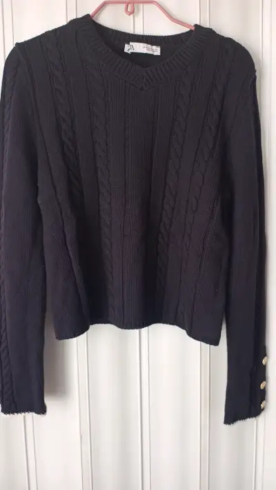 Suéter de punto negro con botones Zara - miniatura 1