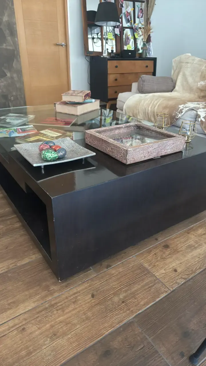 Mesa de Centro madera, diseño con Vidrio - 2