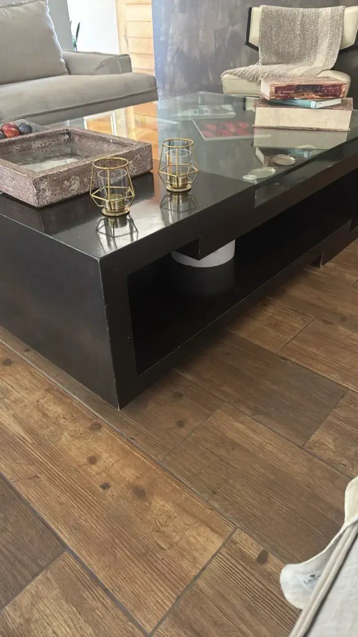 Mesa de Centro madera, diseño con Vidrio - 4