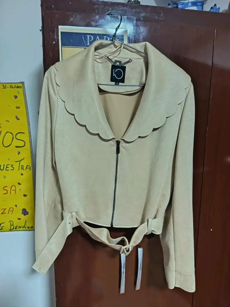 Chaqueta beige iO de gamuza - 1