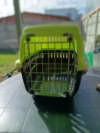 Transportadora de mascotas verde y negra - miniatura 1