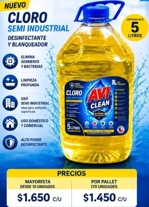 Cloro Semi Industrial Avi Clean 5 Litros