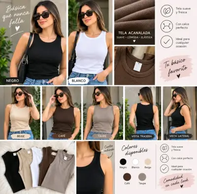 Poleras básicas de mujer en varios colores - miniatura 1