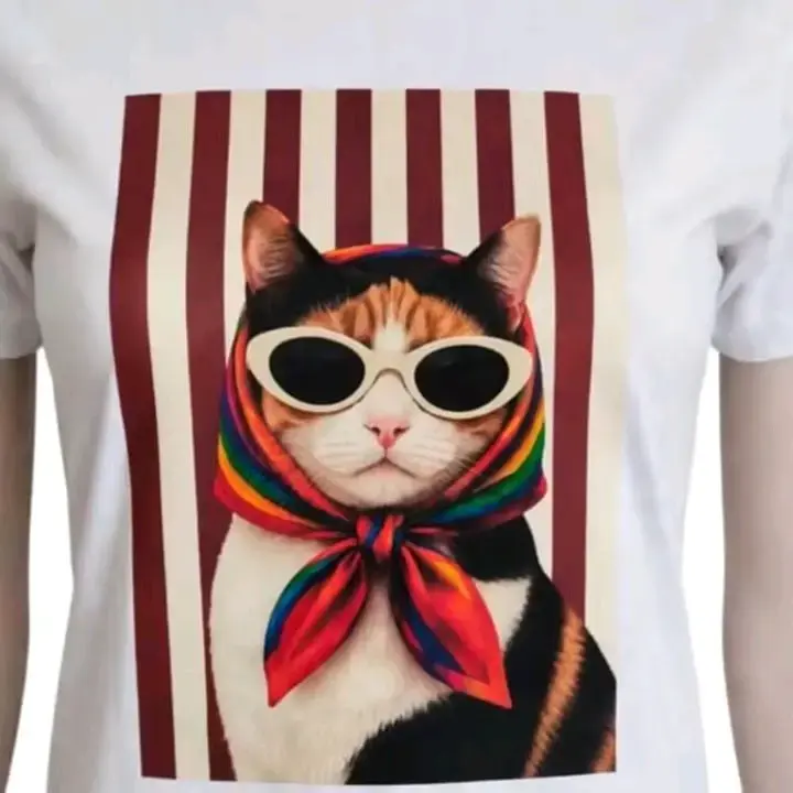 Polera con diseño de gato y perro con gafas - 2