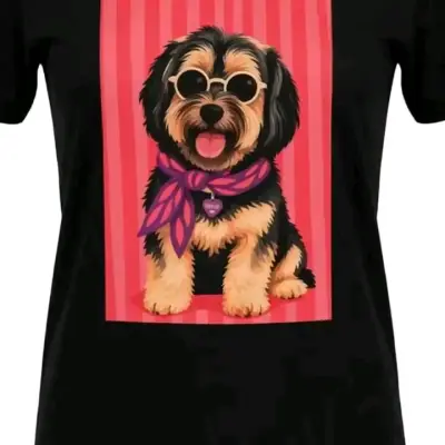 Polera con diseño de gato y perro con gafas - miniatura 3