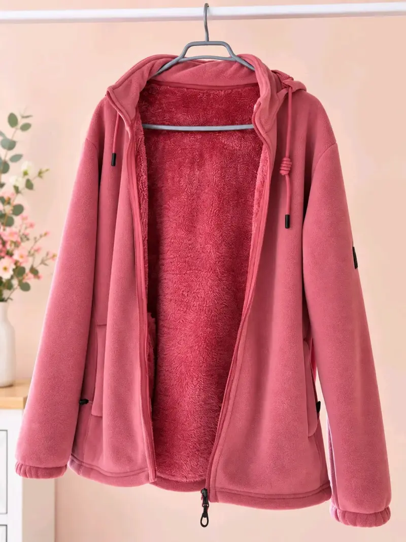 Chaqueta de polar rosada sin capucha