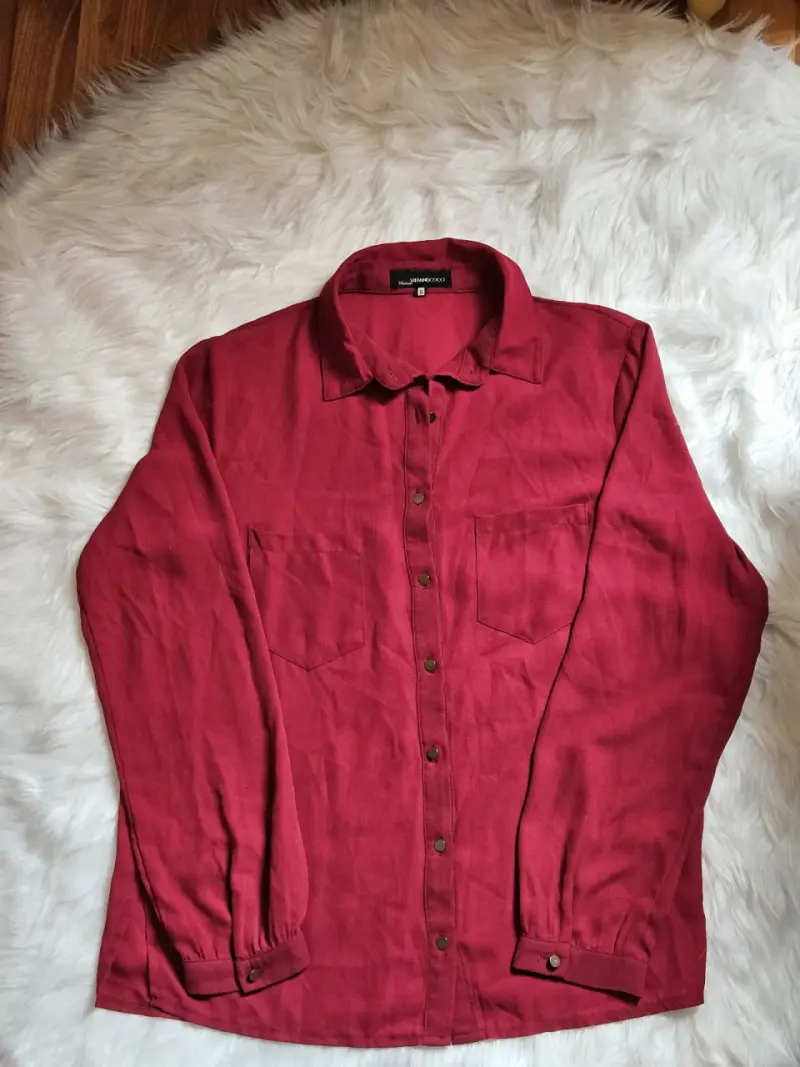 Camisa de mujer color vino manga larga - 2