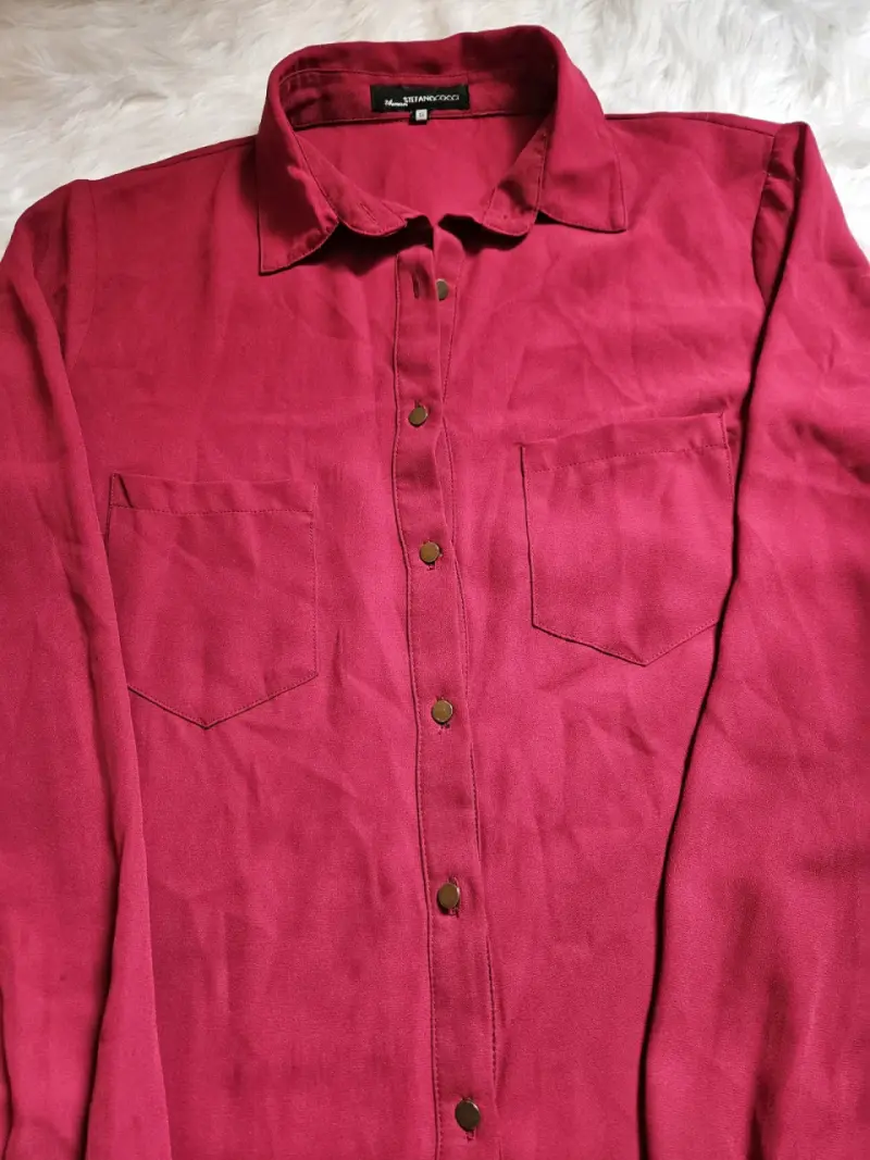 Camisa de mujer color vino manga larga - 3