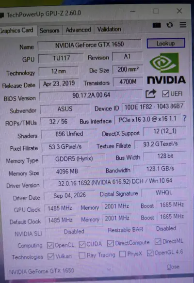 Tarjeta gráfica  GTX 1650 4gb - miniatura 3