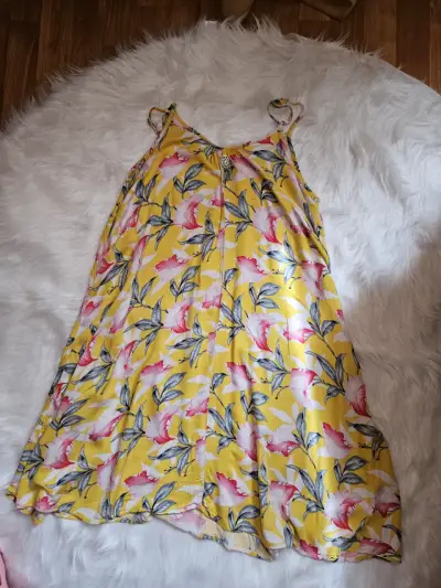Vestido de verano floral amarillo para mujer - miniatura 3