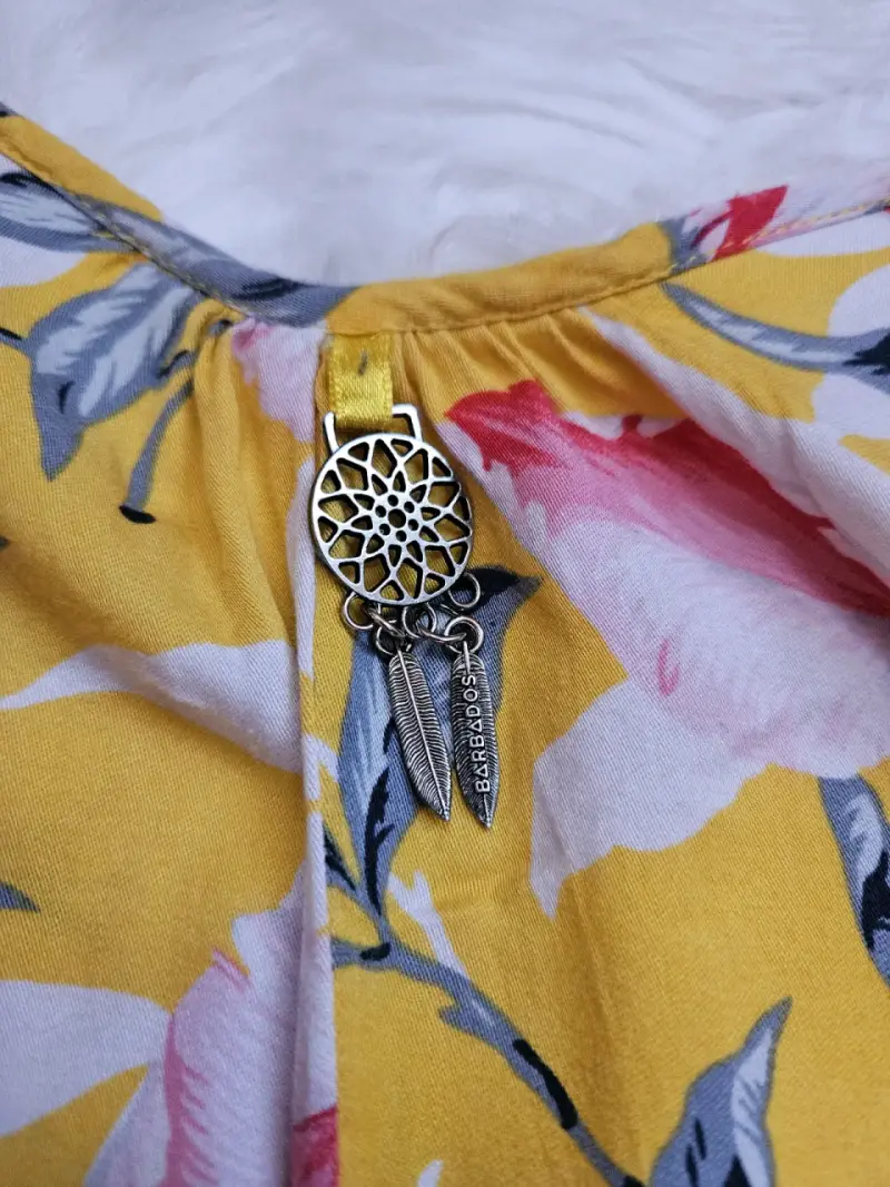 Vestido de verano floral amarillo para mujer - 5