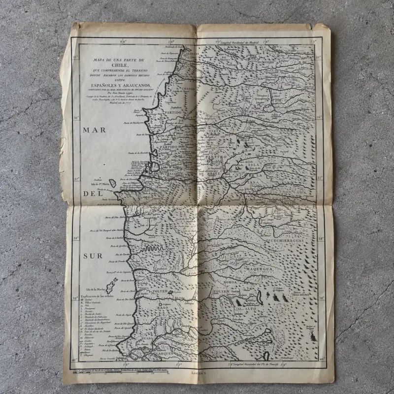 Mapa histórico de Chile – Españoles y Araucanos - 1
