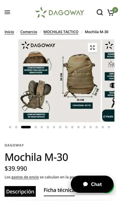 Mochila táctica Dagoway M-30 negra - miniatura 3