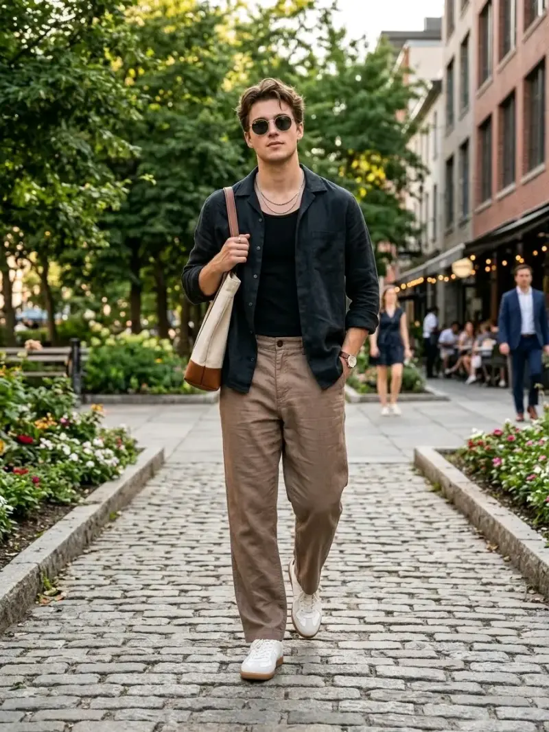 Pantalones beige H&M Relaxed Fit para hombre - 1
