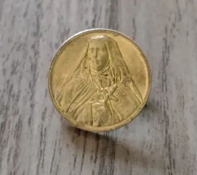 Medalla religiosa antigua de metal dorado - miniatura 4