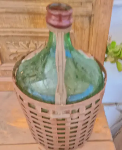 Garrafa (Damajuana) de vidrio canasto vintage - miniatura 1