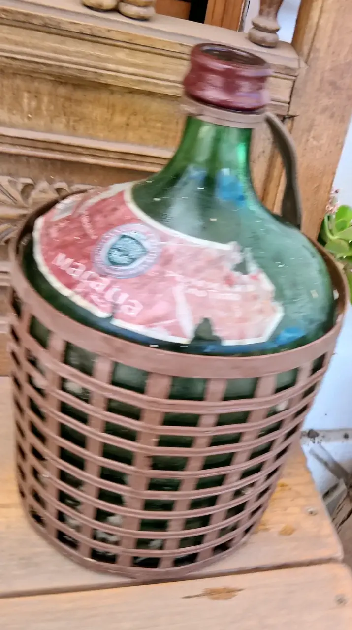 Garrafa (Damajuana) de vidrio canasto vintage - 3
