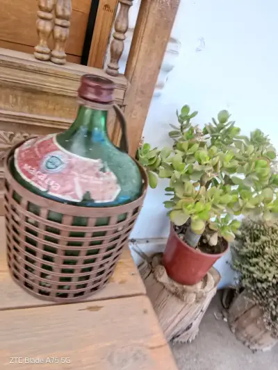 Garrafa (Damajuana) de vidrio canasto vintage - miniatura 4