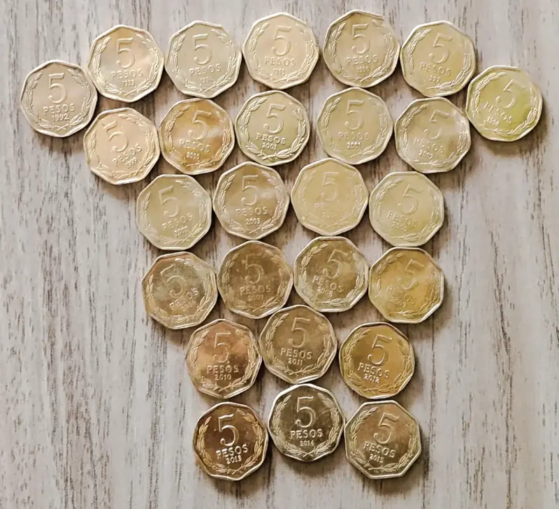 Colección de Monedas de 5 Pesos Chilenos - 1