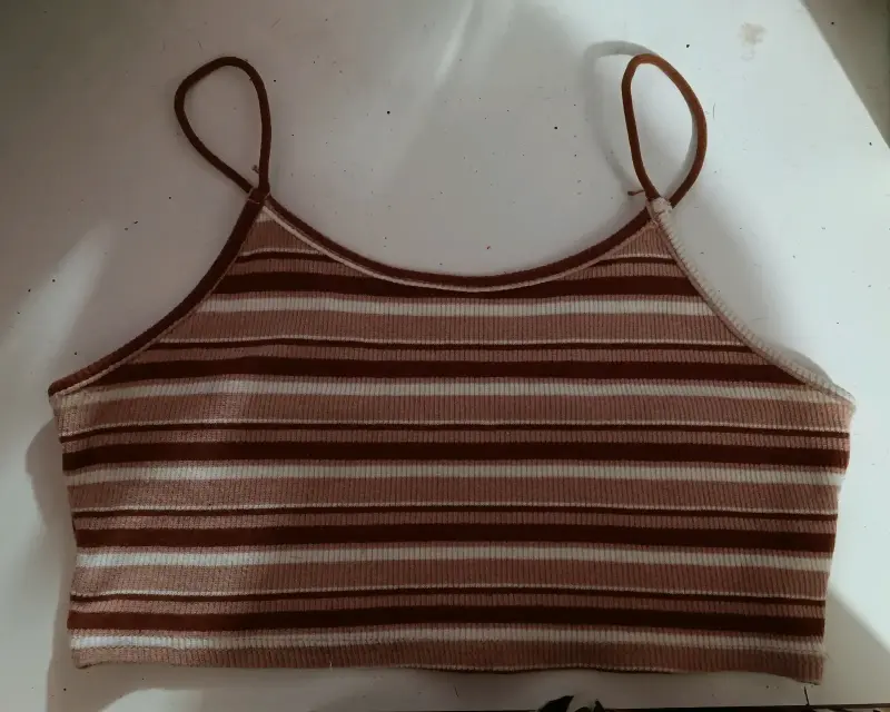 Top de tirantes rayado marrón y beige - 1