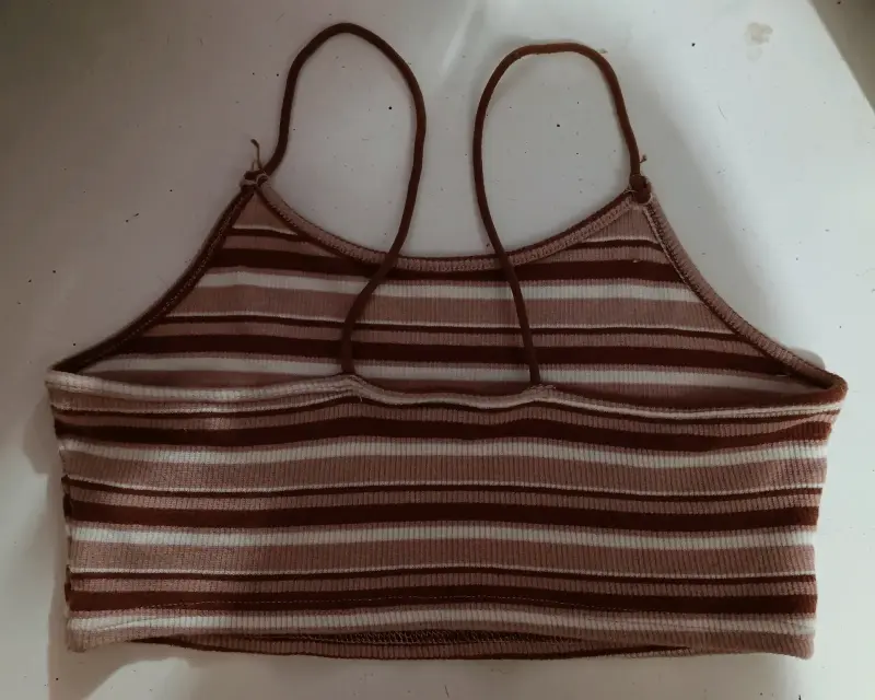 Top de tirantes rayado marrón y beige - 2