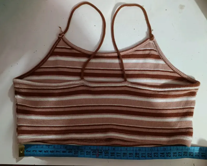 Top de tirantes rayado marrón y beige - 4