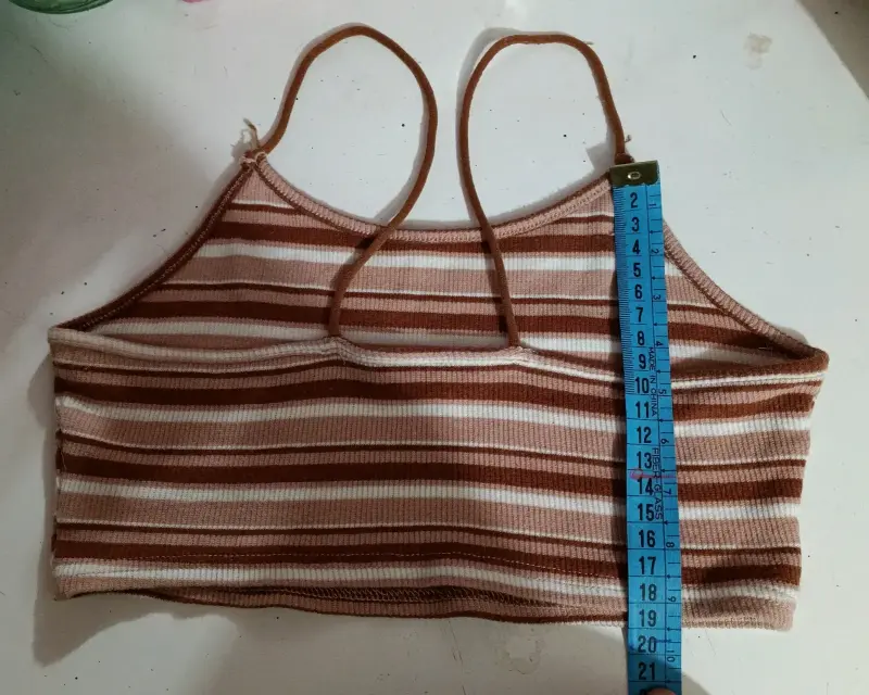 Top de tirantes rayado marrón y beige - 5