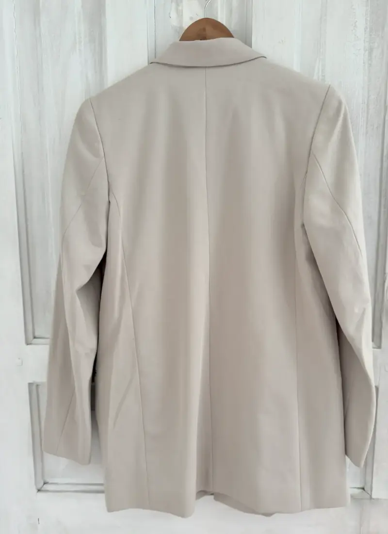 Blazer beige elegante para mujer talla S - 2