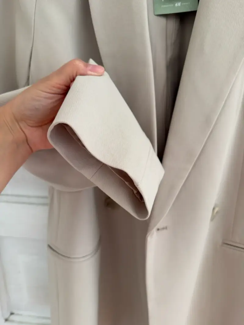 Blazer beige elegante para mujer talla S - 5