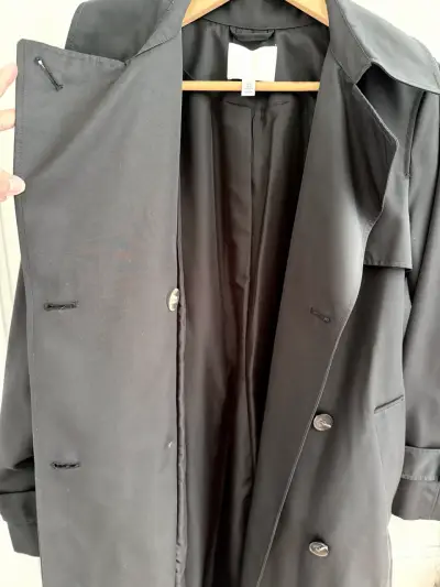 Abrigo negro Trench largo de mujer H&M - miniatura 3