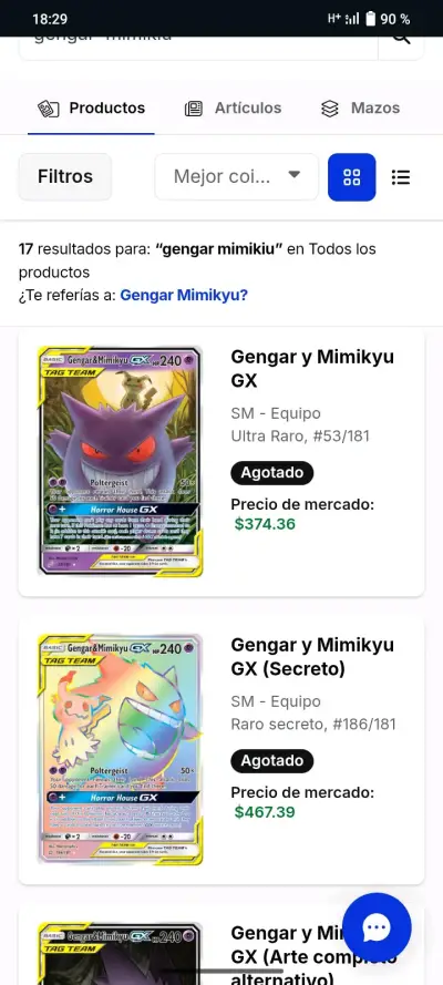 Carta Pokémon Gengar y Mimikyu GX Holográfica - miniatura 3