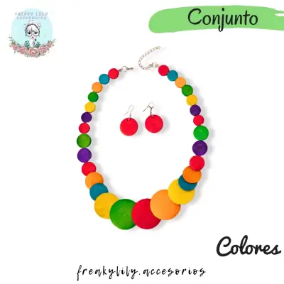 Conjunto de collar y aros multicolor - miniatura 1