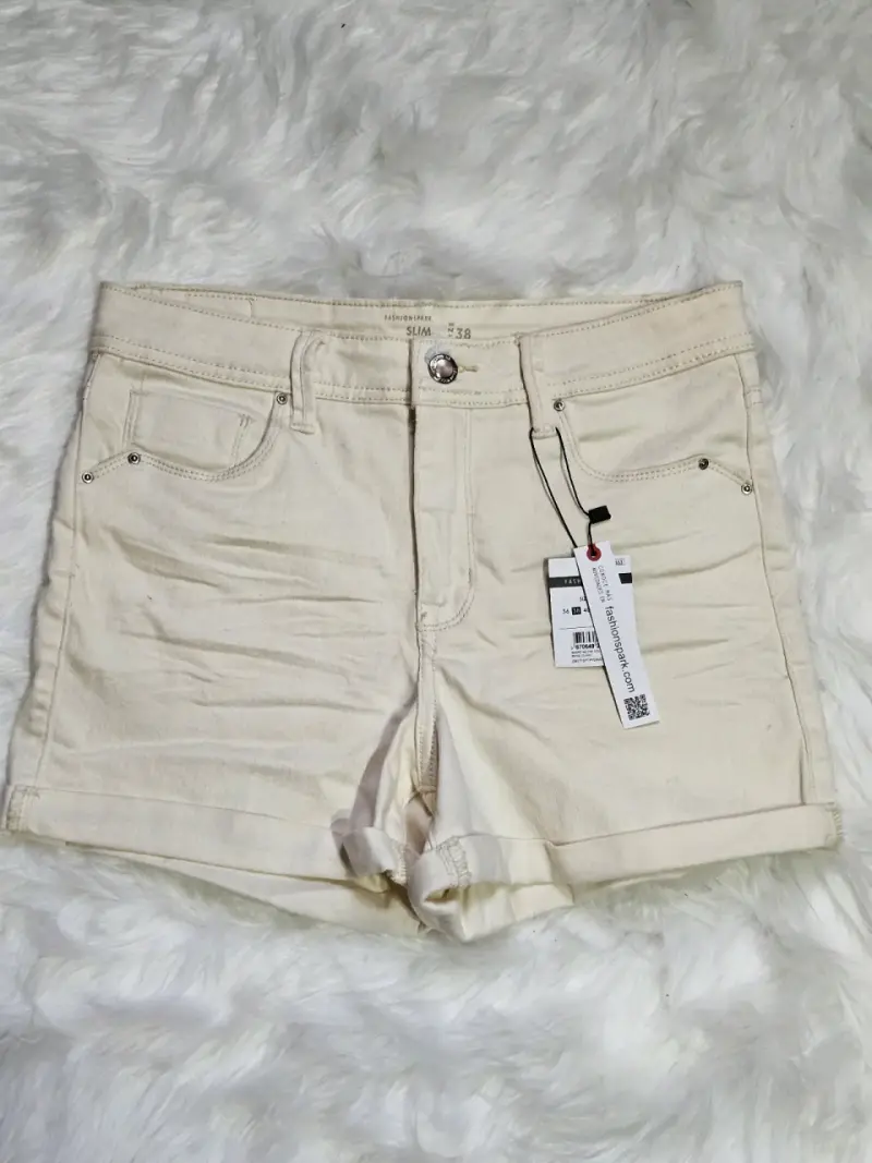 Shorts de mezclilla beige para mujer talla 38 - 2