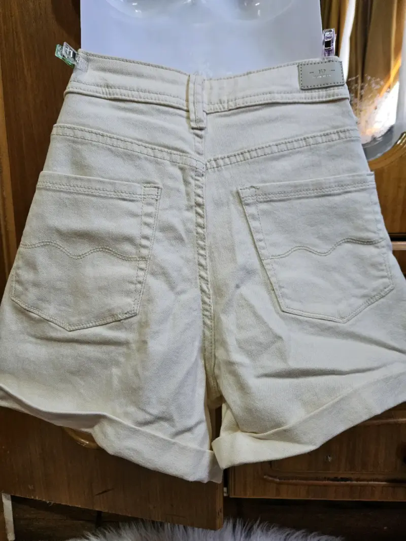 Shorts de mezclilla beige para mujer talla 38 - 4