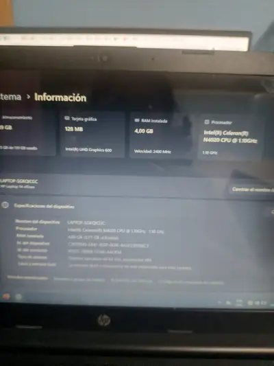 Laptop HP 14 pulgadas Intel Celeron 4GB RAM - miniatura 2