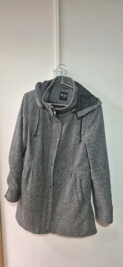 Abrigo gris con capucha para mujer MUU - miniatura 1