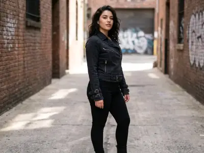 Chaqueta de mezclilla negra con cinturones ajustables - miniatura 1