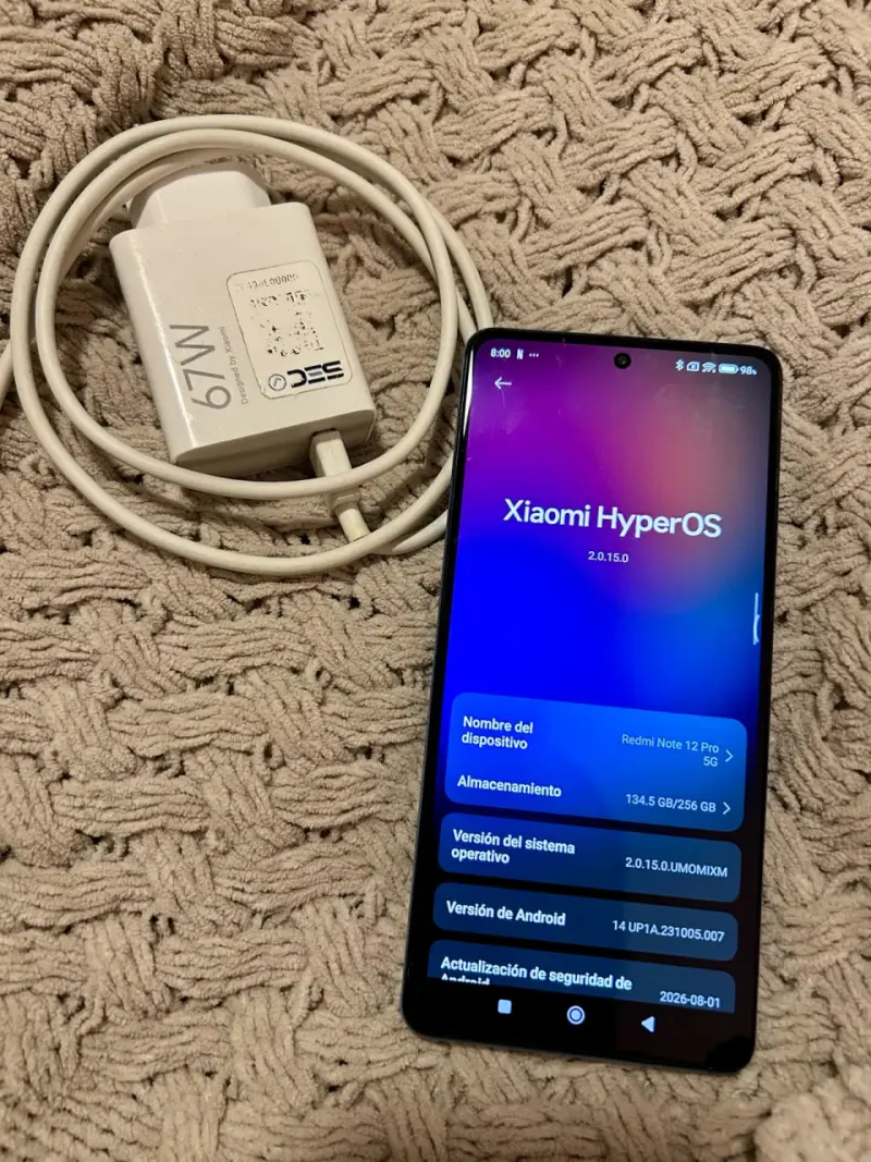 Xiaomi Redmi Note 12 Pro 5G con cargador original