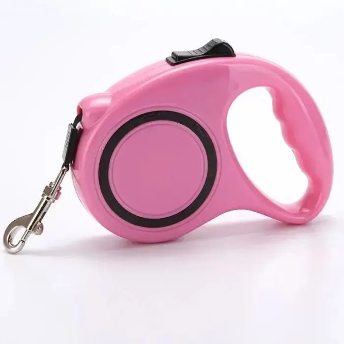Correa retráctil para perro color rosa - 1