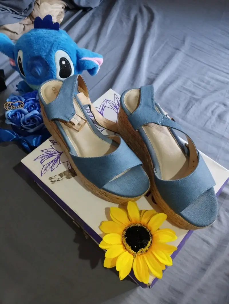 Sandalias de plataforma azules con corcho - 3