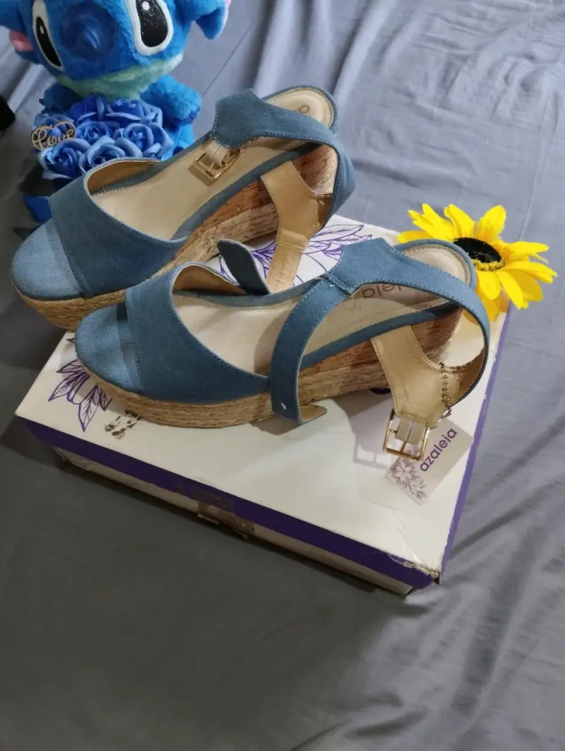 Sandalias de plataforma azules con corcho - 4